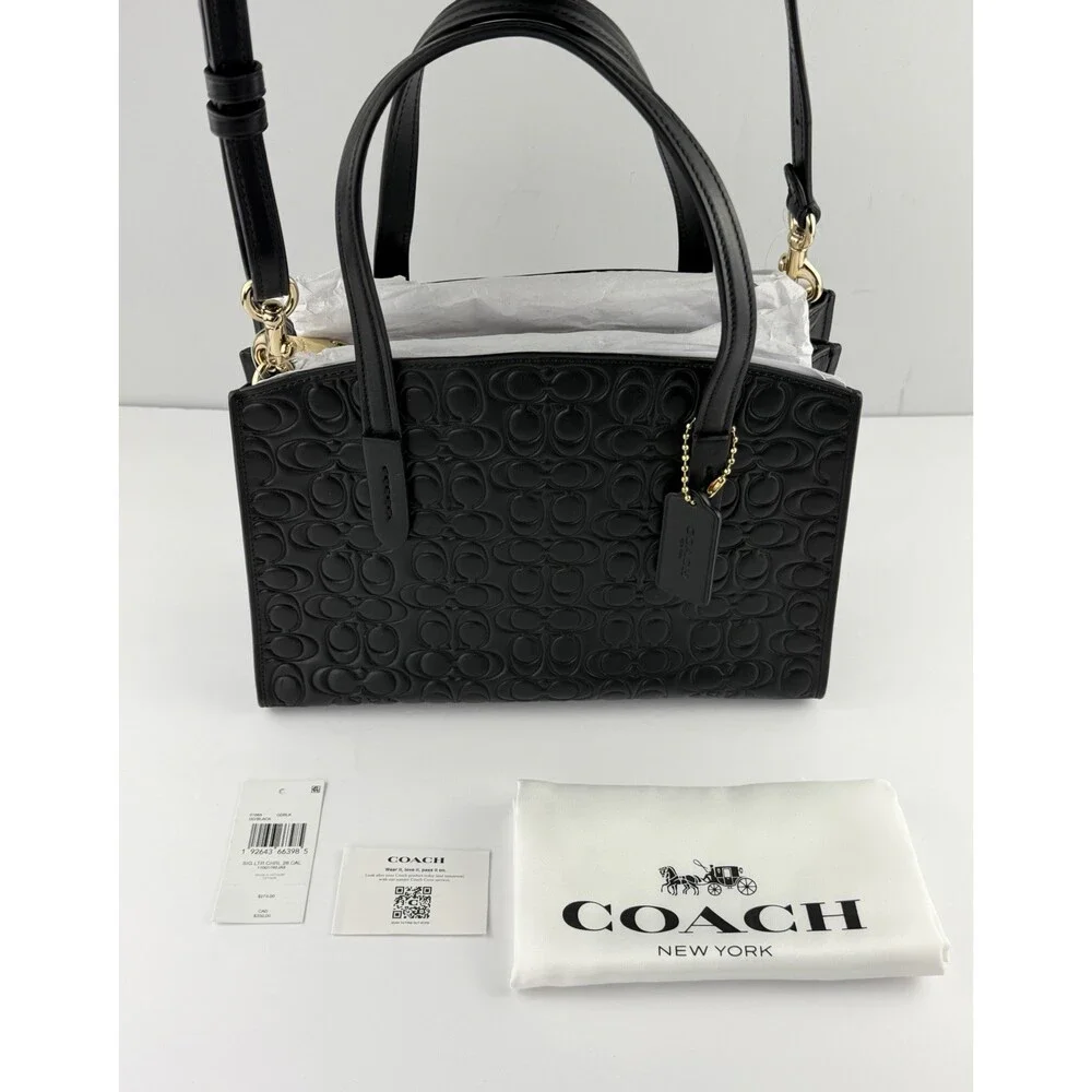 NEW Coach Charlie Carryall 28 Women's Signature Leather Shoulder Bag Black 51665